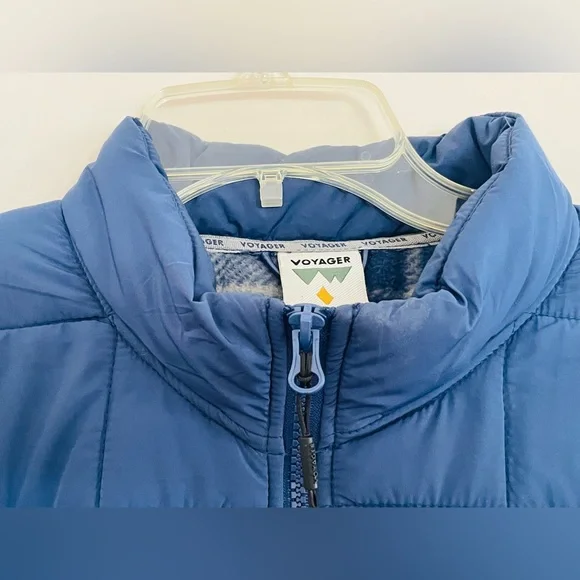 Utilitarian Voyager Blue Quilted Puffer Jacket Fleece Lined Men’s Medium - Picture 4 of 14